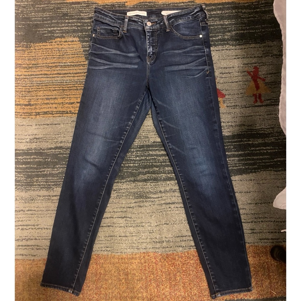 Pilcro and the Letterpress Women's Dark Blue Script Jeans Size 29